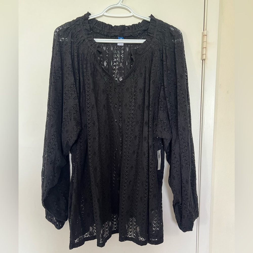 Old Navy Black Long Sleeve Relaxed Blouse